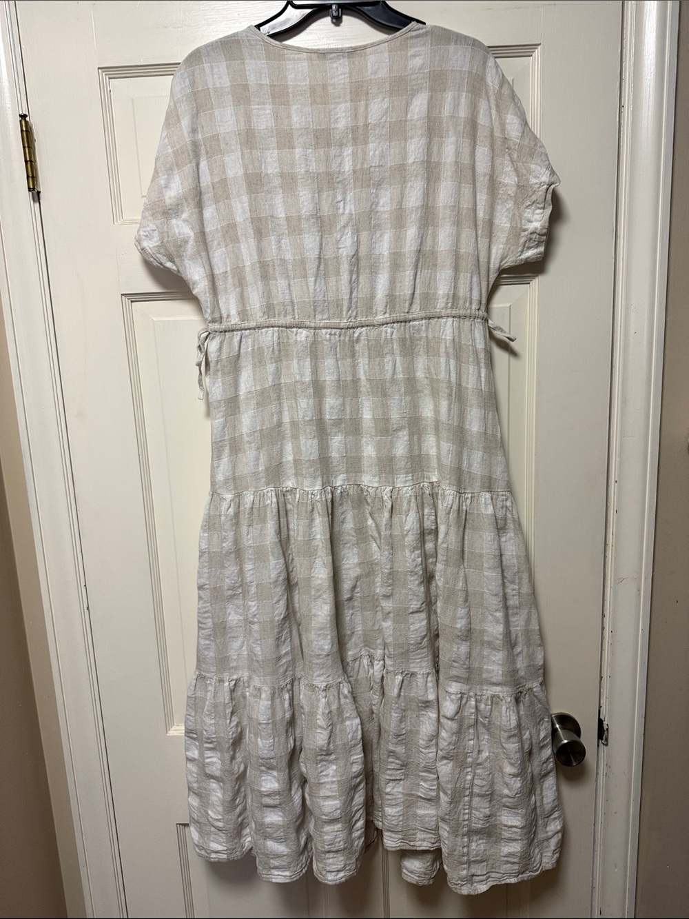 Madewell Neutral Plaid Button-Neck Linen Dress - Picture 9 of 9